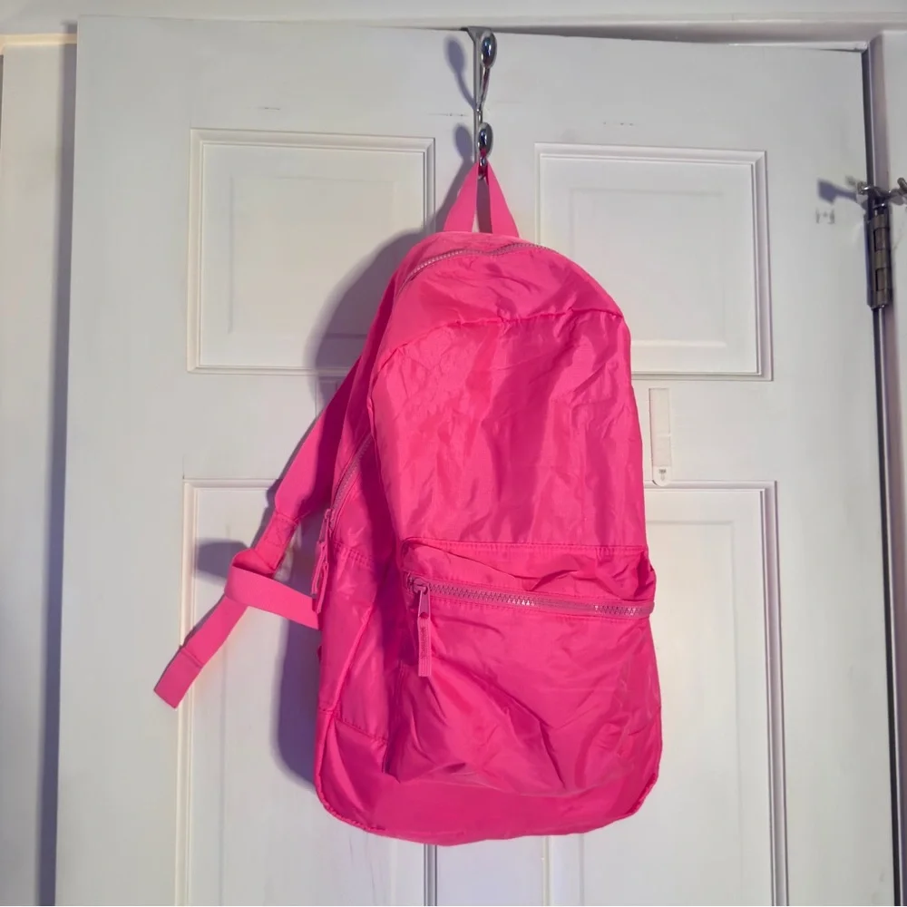 Bold & Bright Solid‎ Hot Pink Zipper Versatile Backpack with Zipper Pocket